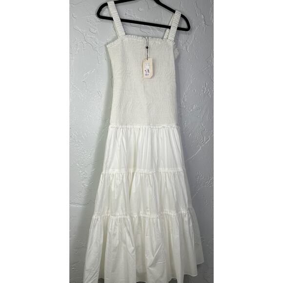 NWT Cinq a Sept Rina Midi White Dress Size 4 Bridal Smocked Detail - Picture 2 of 9